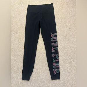 PINK Victoria's Secret Black Leggings with Colorful LOVE Print